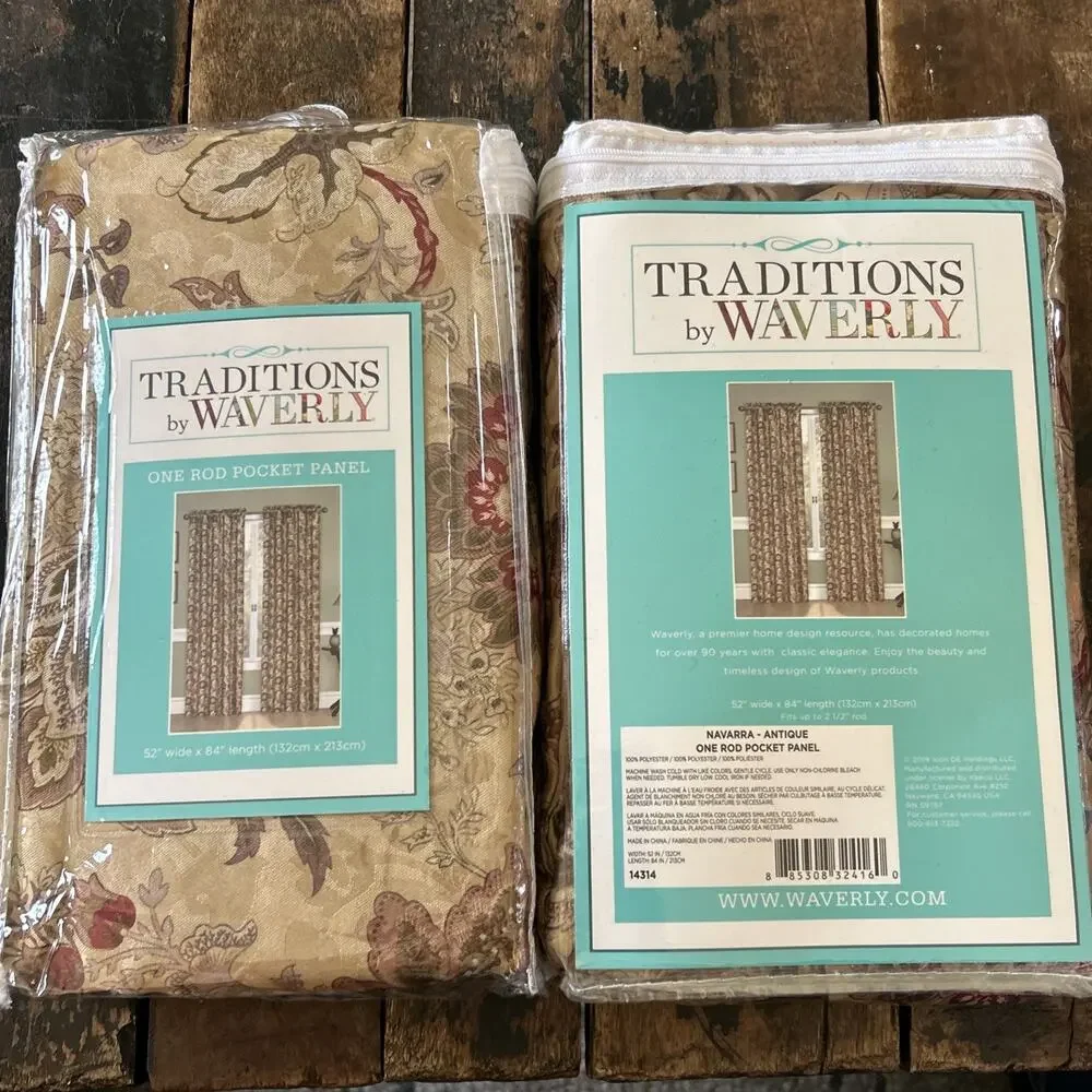 Traditions Waverly Navarro Antique One Rod Pocket Panel Set of 2 Floral 52”x84”